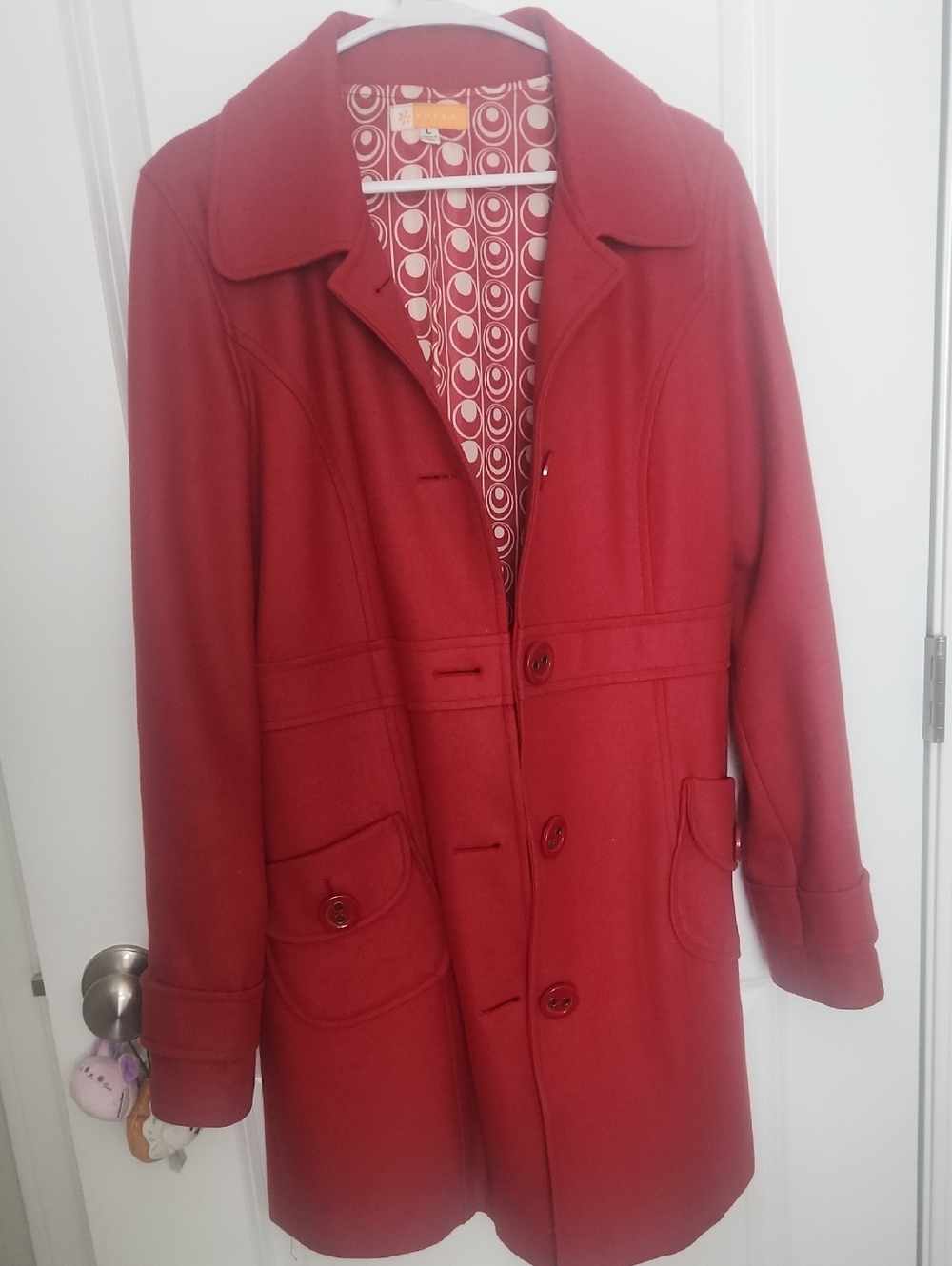 Tulle Deep Red Women's Pea Coat